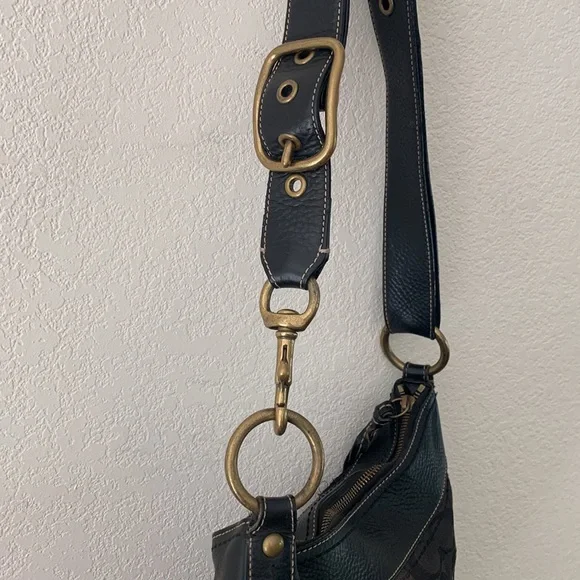 Coach signature black canvas and leather crossbody bucket bag F06M-104 - Picture 14 of 16